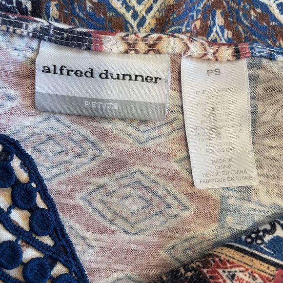 Alfred Dunner v-neck multicolored 3/4 sleeve blouse size petite small - Picture 6 of 7